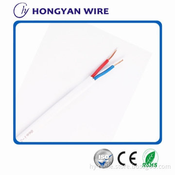 2-core stranded copper flat wire, white pvc sheath pvc insulated flat building wire
